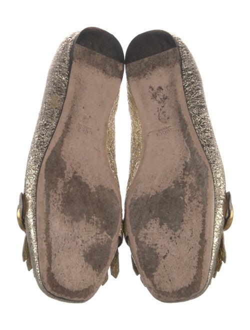 Gucci Patent Leather Fringe Trim Accent Ballet Flats
