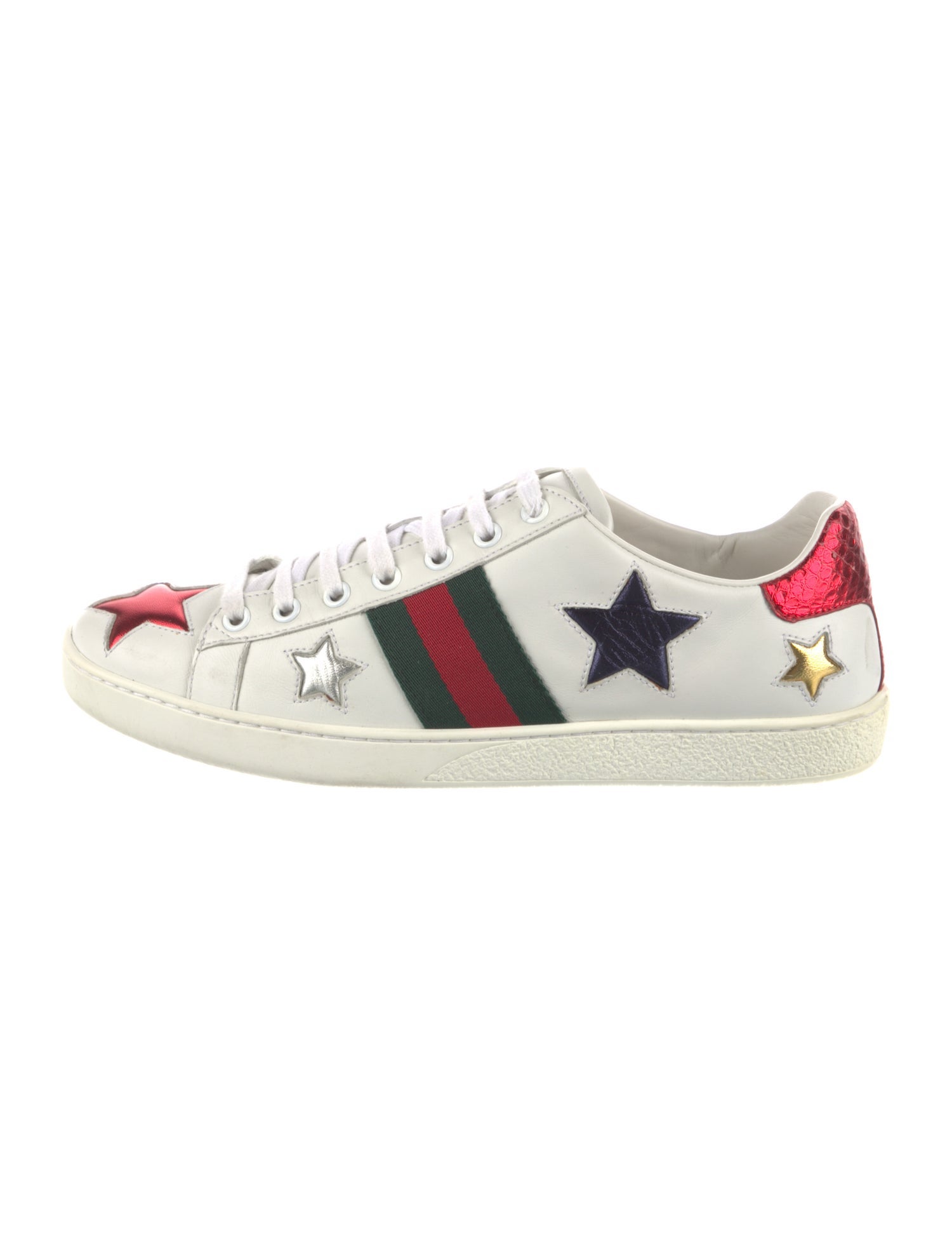 Gucci Web Accent Leather Sneakers
