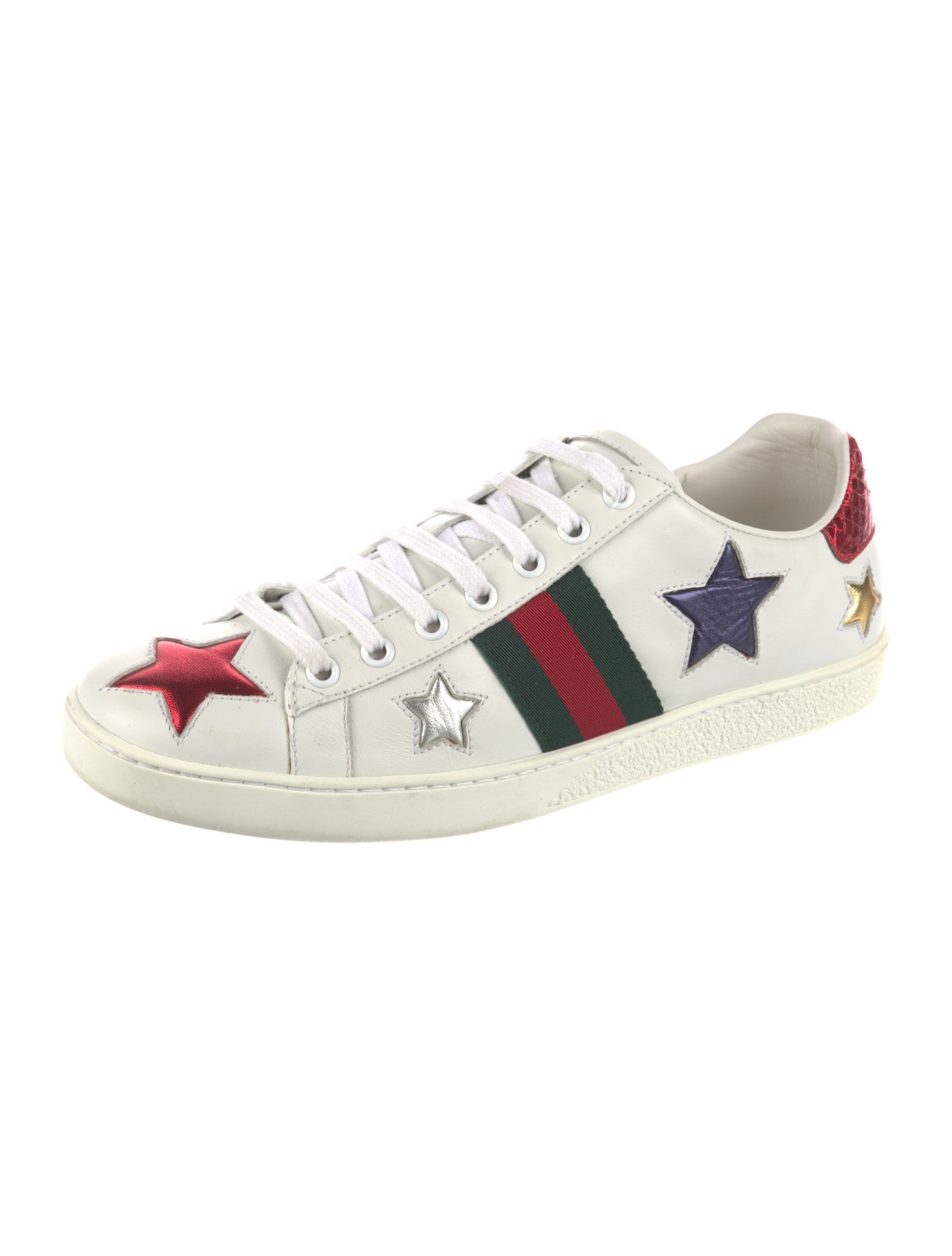 Gucci Web Accent Leather Sneakers