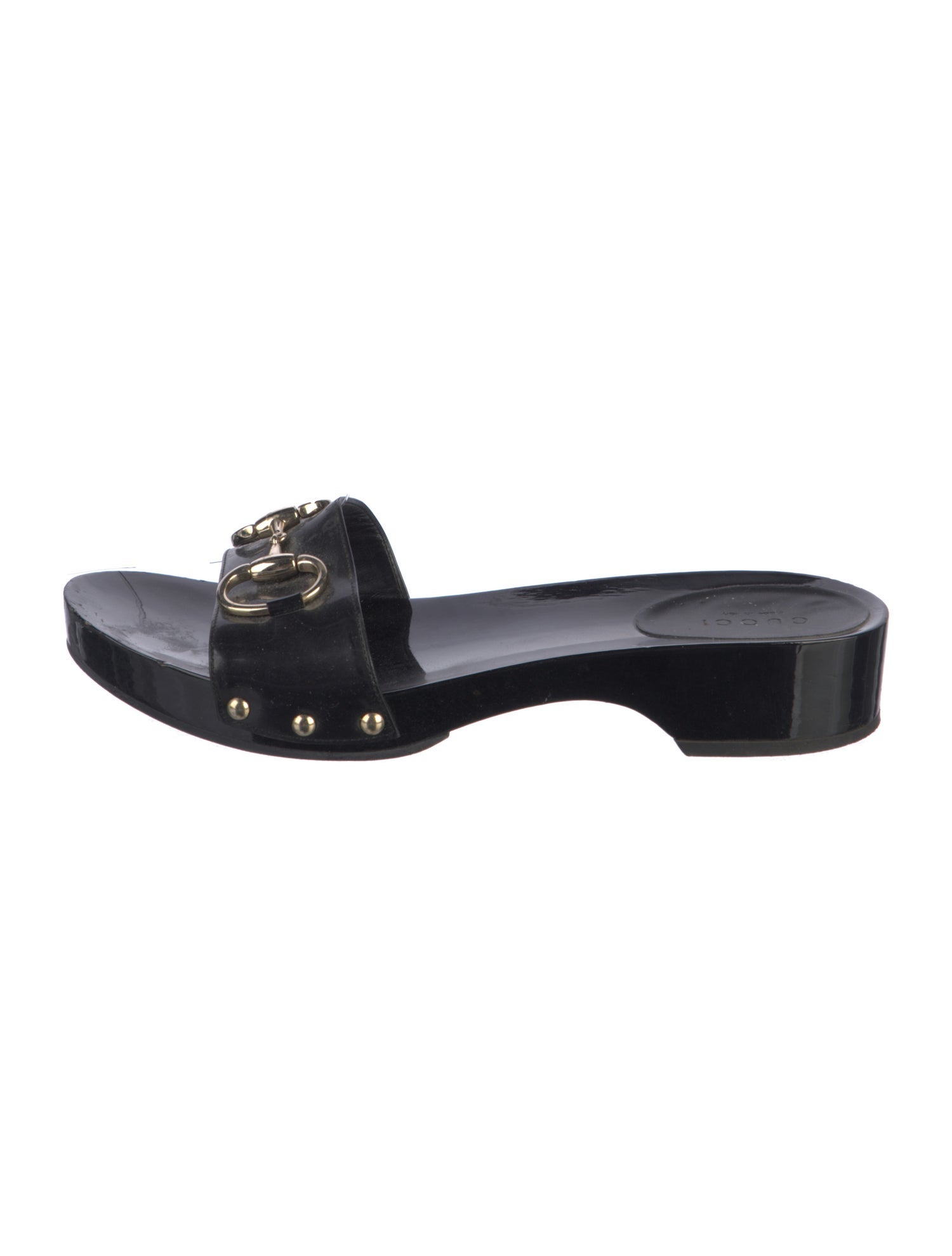 Gucci Horsebit Accent Patent Leather Slides