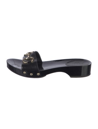 Gucci Horsebit Accent Patent Leather Slides