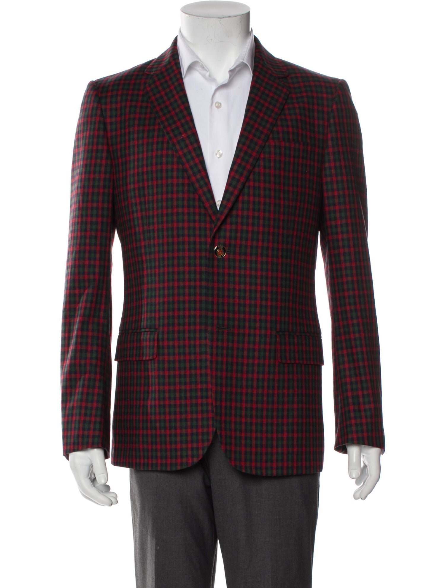 Gucci Wool Plaid Print Blazer