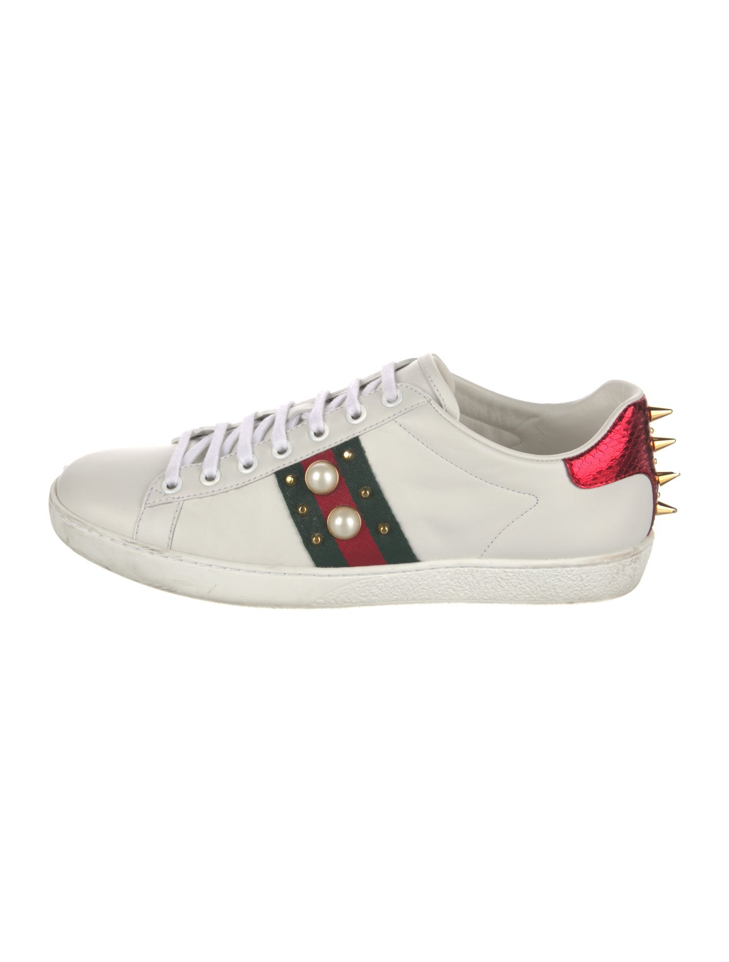 Gucci Web Accent Leather Sneakers