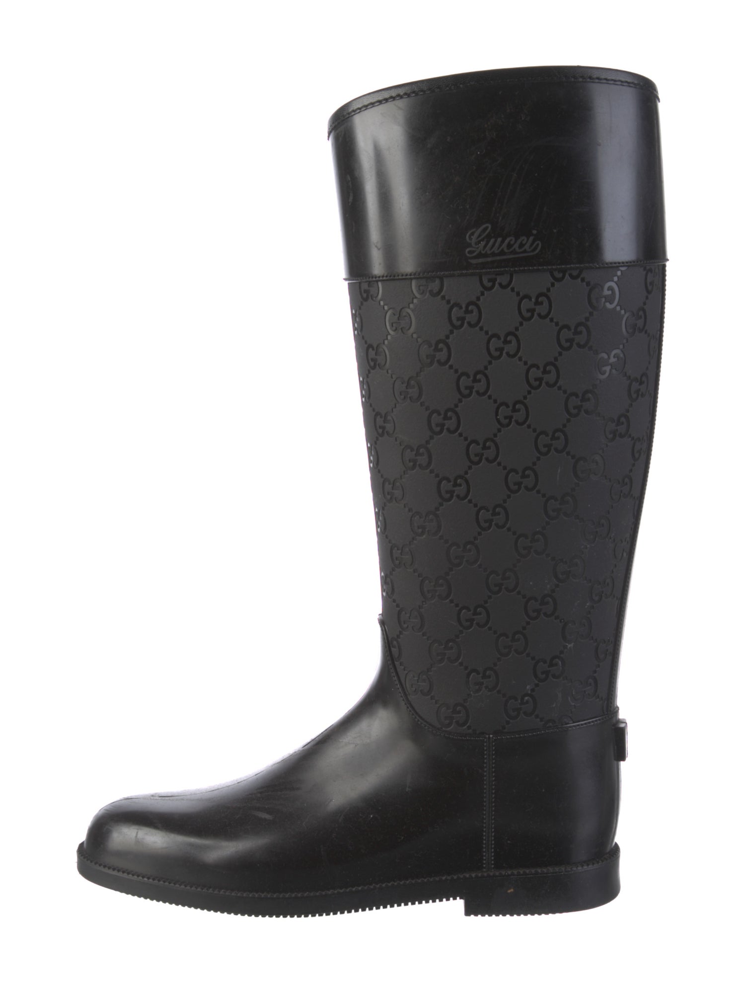 Gucci Leather Printed Rain Boots