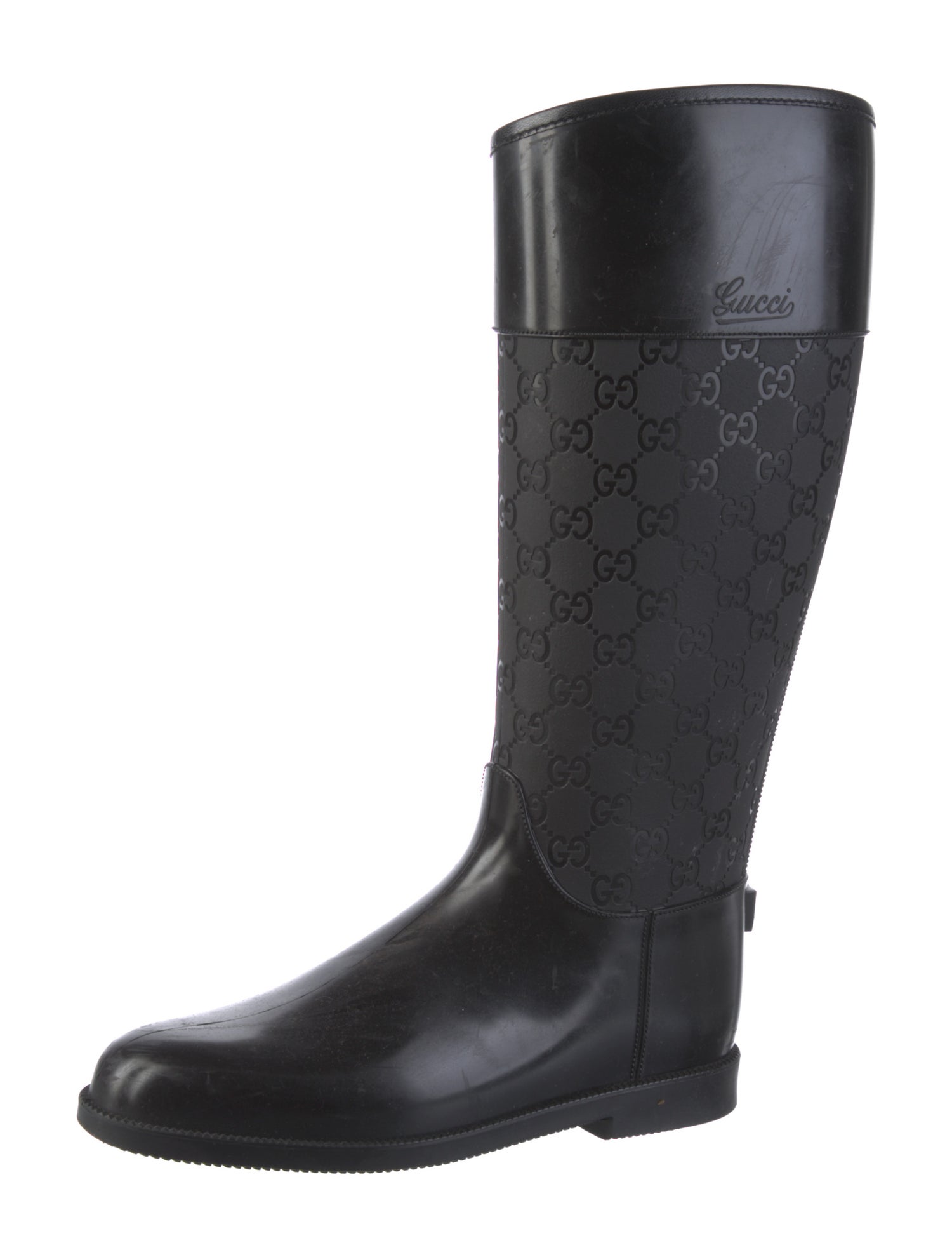 Gucci Leather Printed Rain Boots