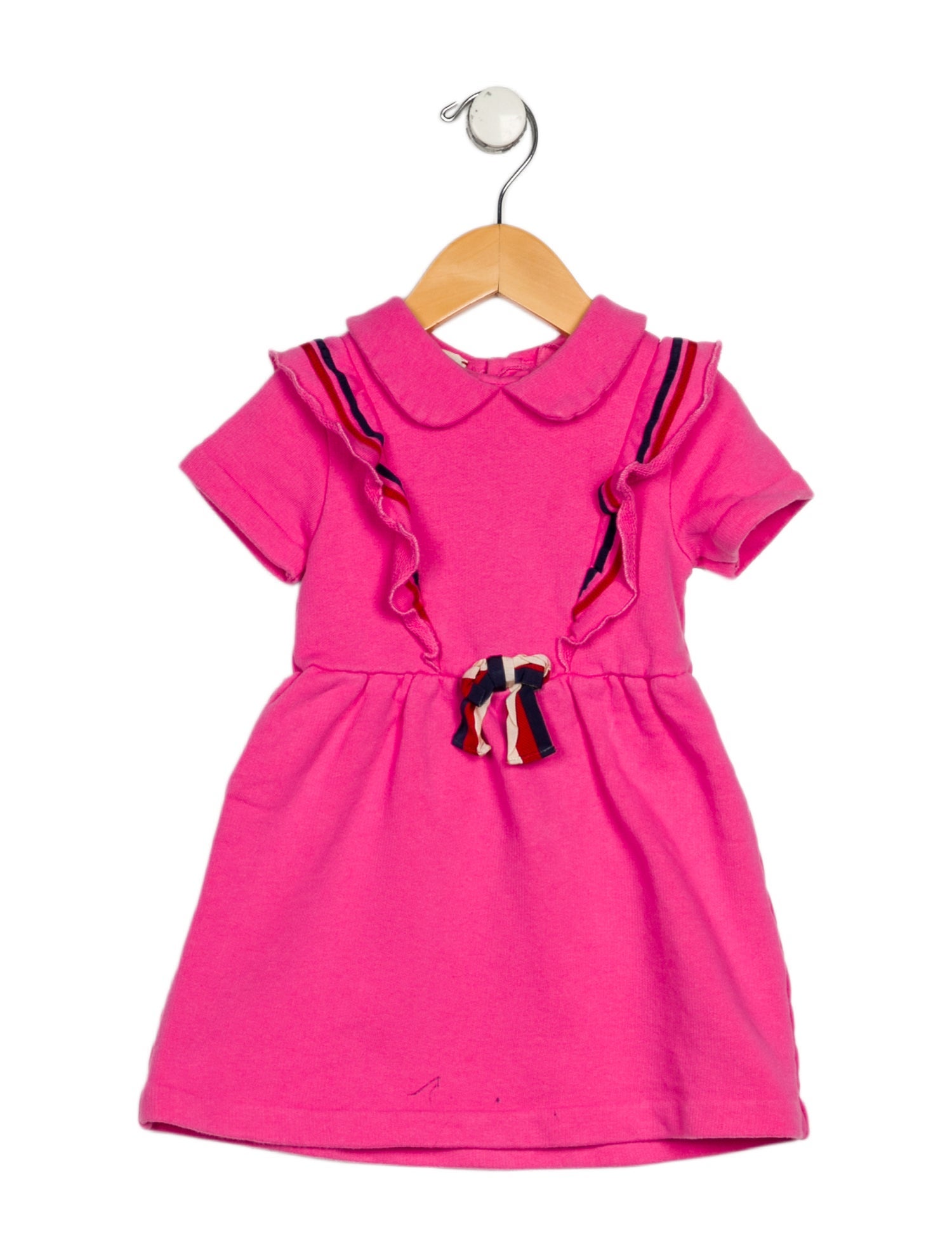 Gucci Toddler Girls' Sylvie Web Accent Ruffle-Trimmed Short Sleeve Dress