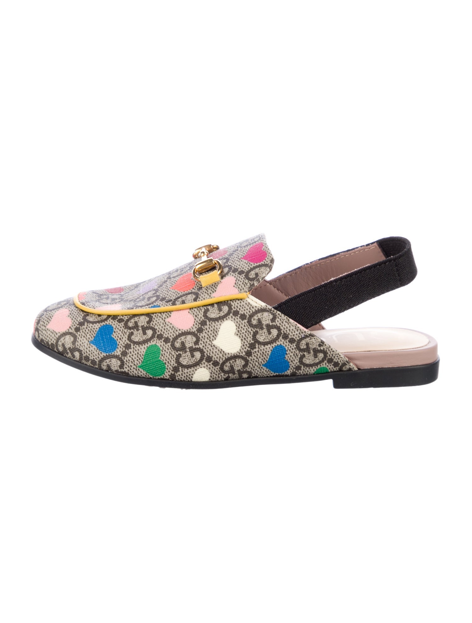 Gucci GG Supreme Hearts Flat Mules