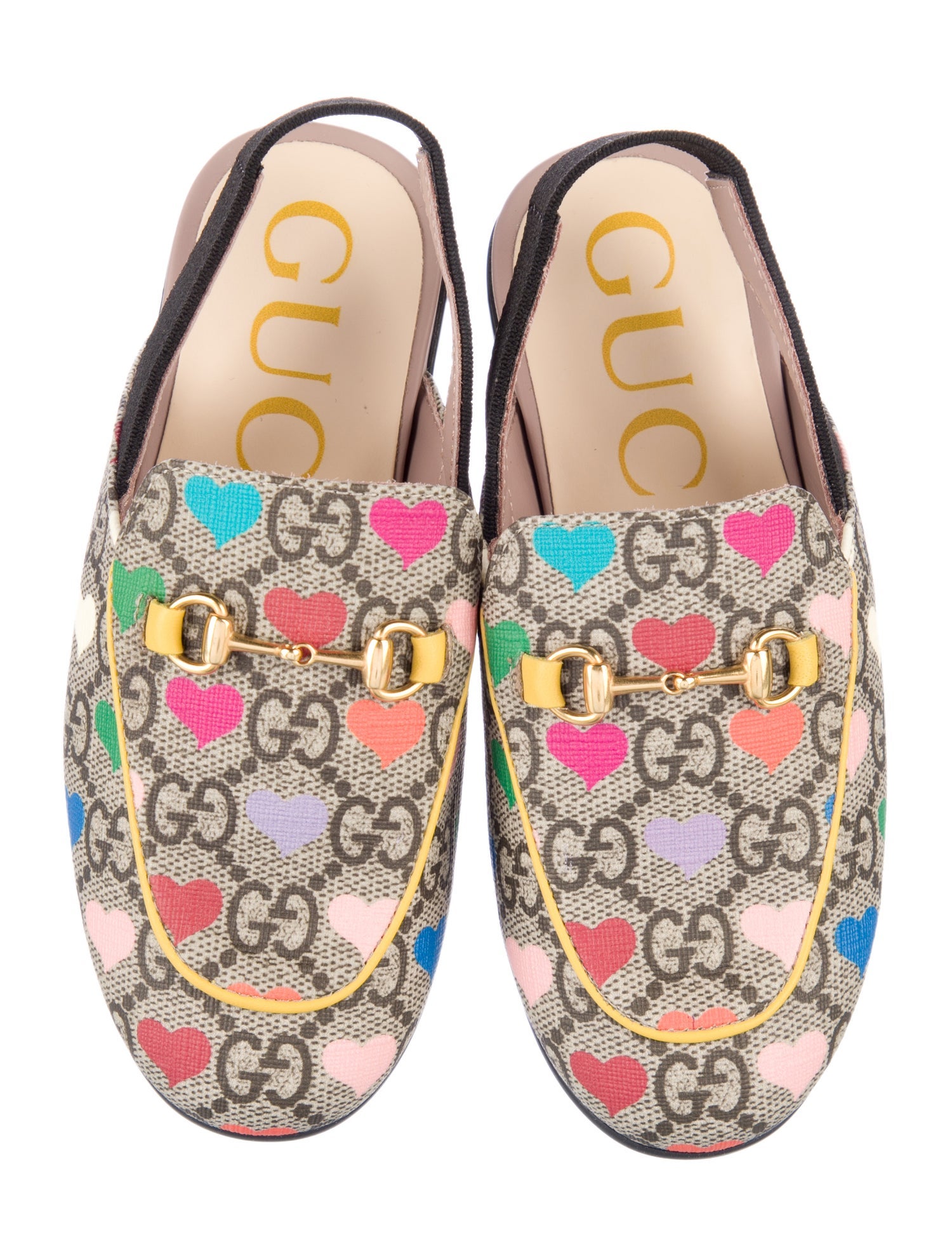 Gucci GG Supreme Hearts Flat Mules