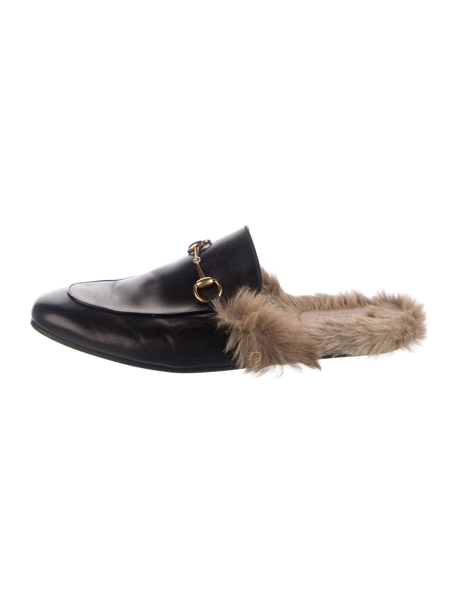 Gucci Leather Leather Trim Embellishment Slippers