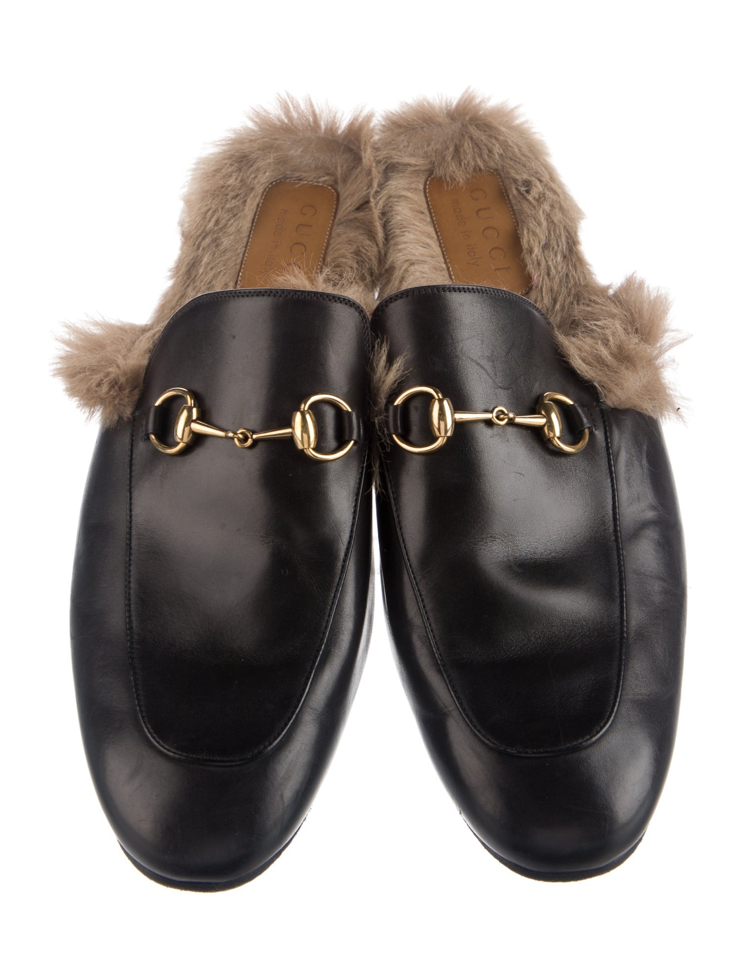 Gucci Leather Leather Trim Embellishment Slippers