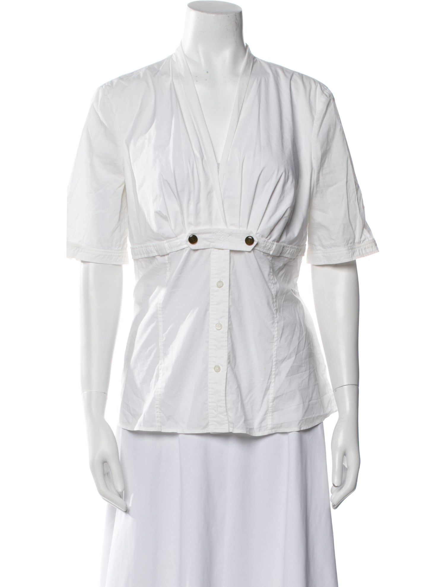Gucci V-Neck Short Sleeve Button-Up Top