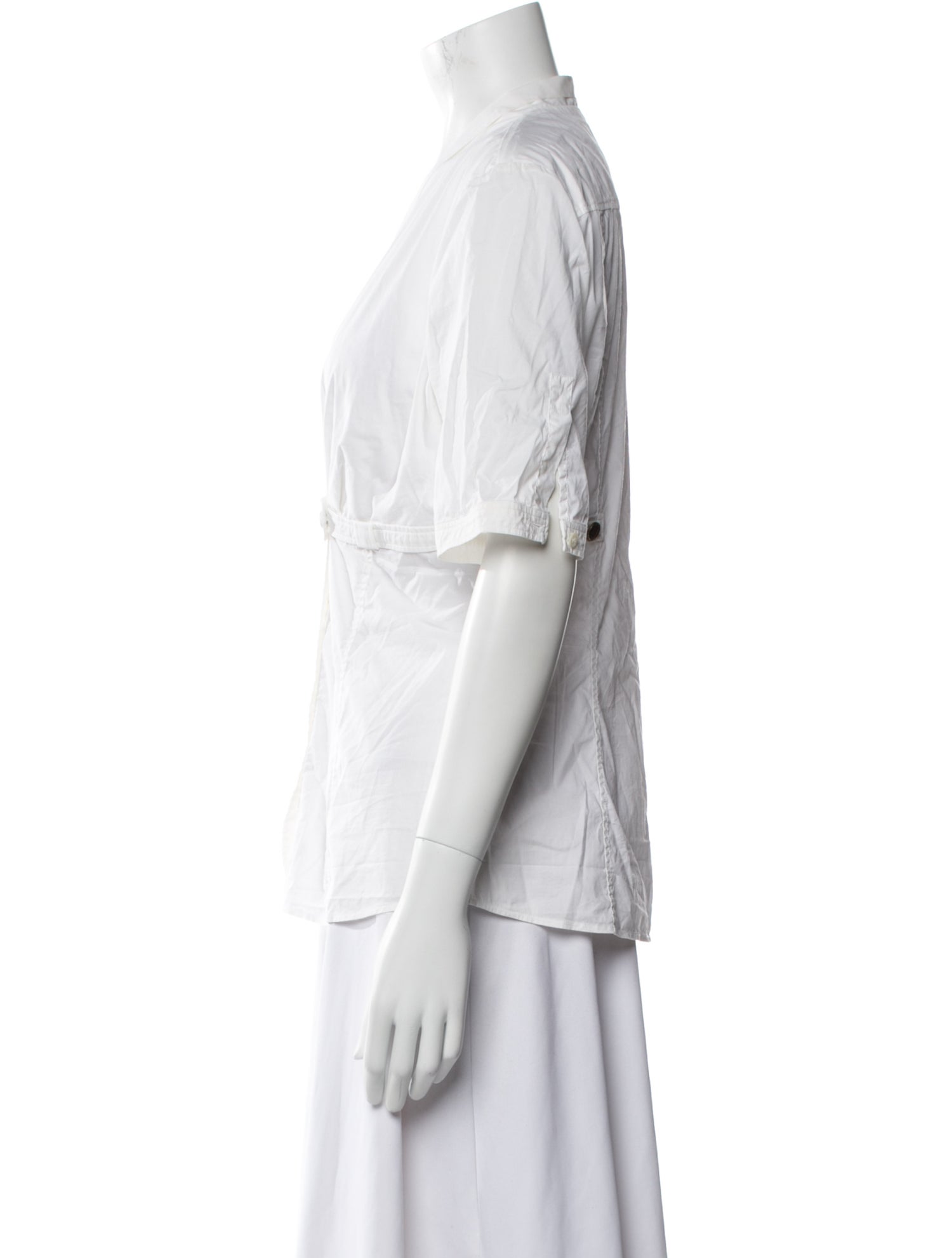 Gucci V-Neck Short Sleeve Button-Up Top