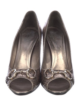 Gucci 1955 Horsebit Accent Python Pumps
