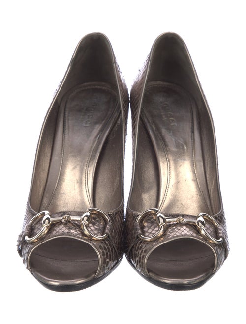 Gucci 1955 Horsebit Accent Python Pumps