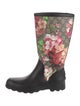Gucci Flora Print Leather Trim Embellishment Rain Boots