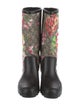 Gucci Flora Print Leather Trim Embellishment Rain Boots