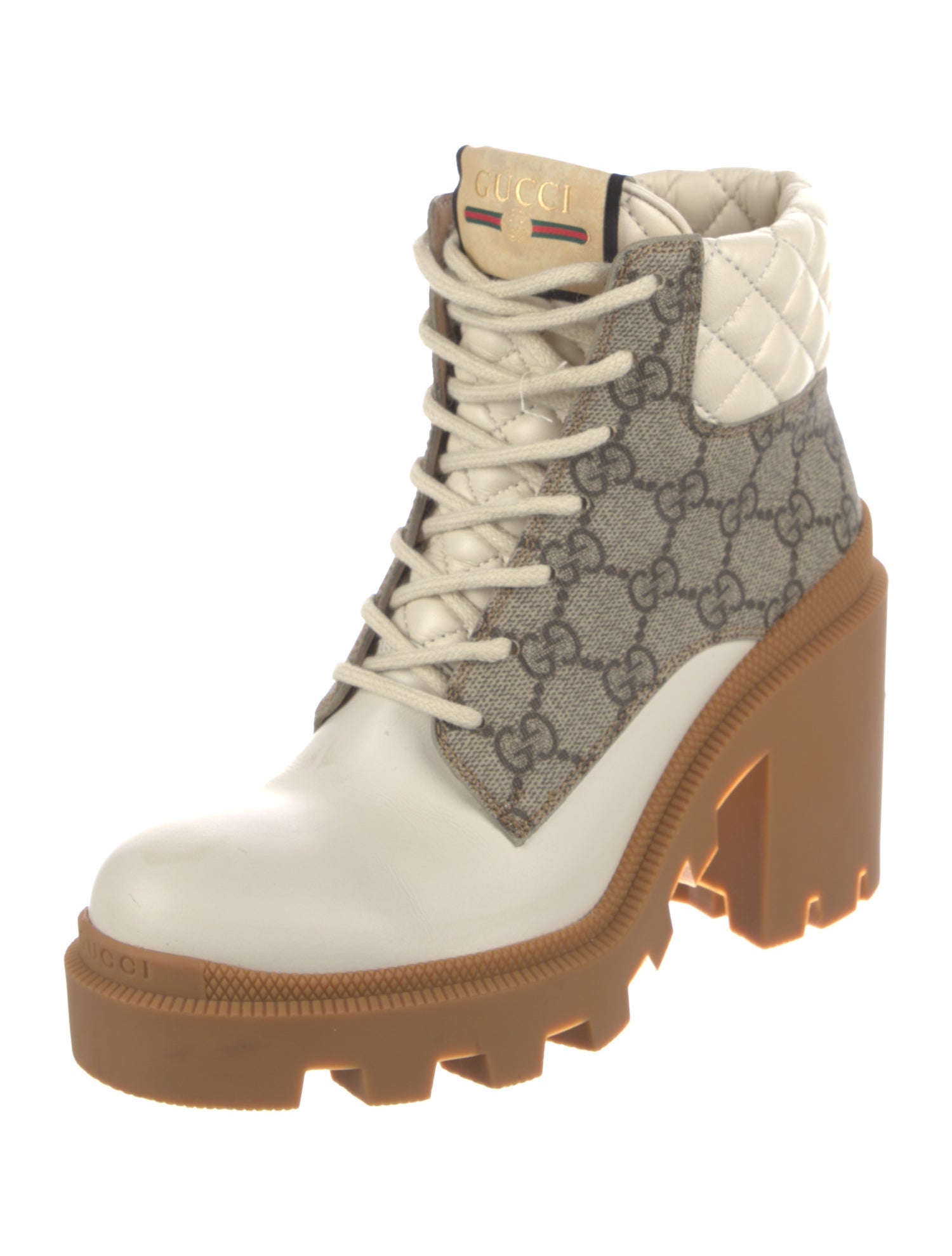 Gucci GG Supreme Leather Lace-Up Boots