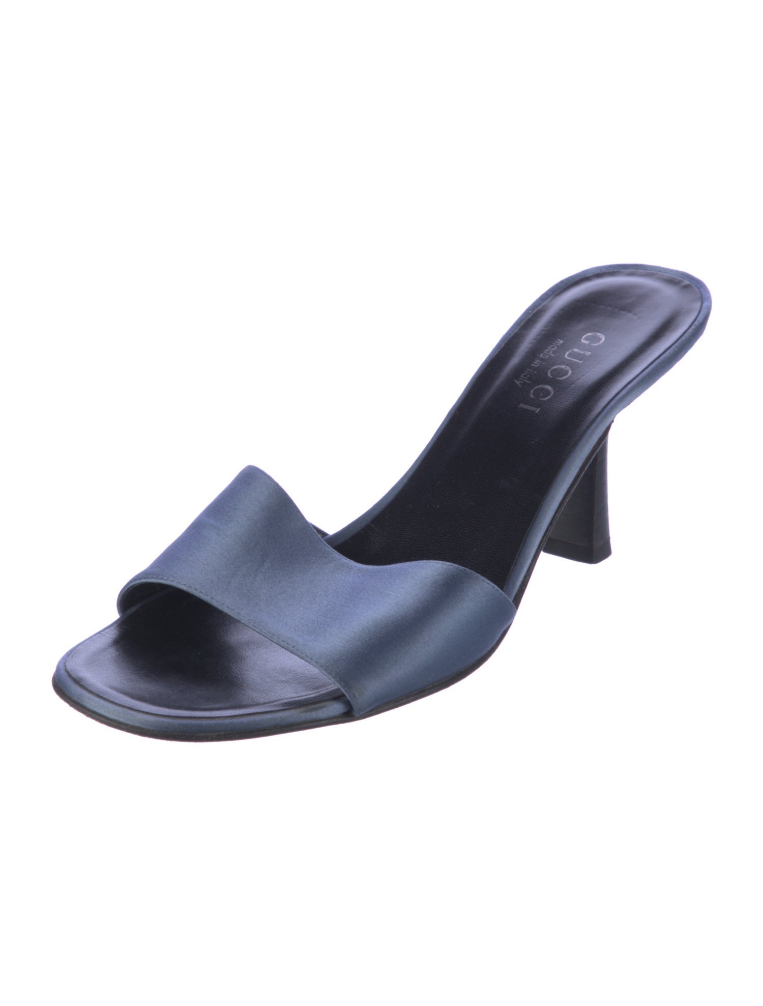 Gucci Satin Leather Trim Embellishment Slides