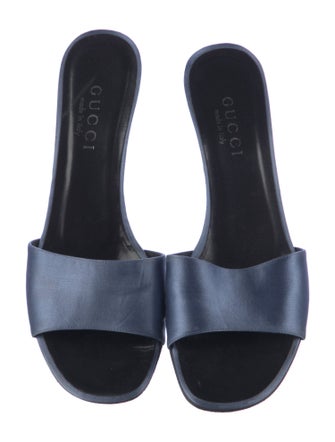 Gucci Satin Leather Trim Embellishment Slides