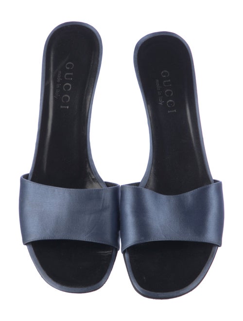 Gucci Satin Leather Trim Embellishment Slides