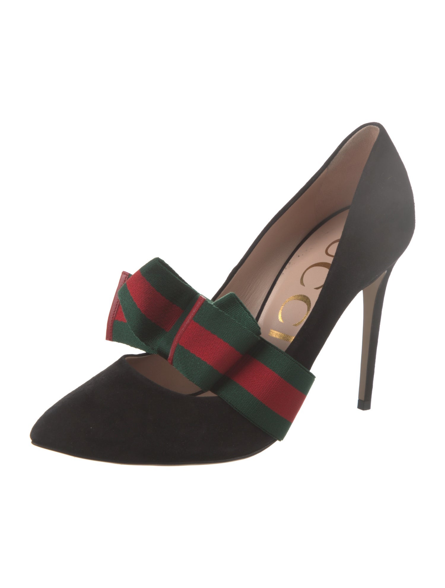 Gucci Web Accent Suede Pumps