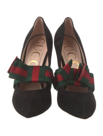 Gucci Web Accent Suede Pumps