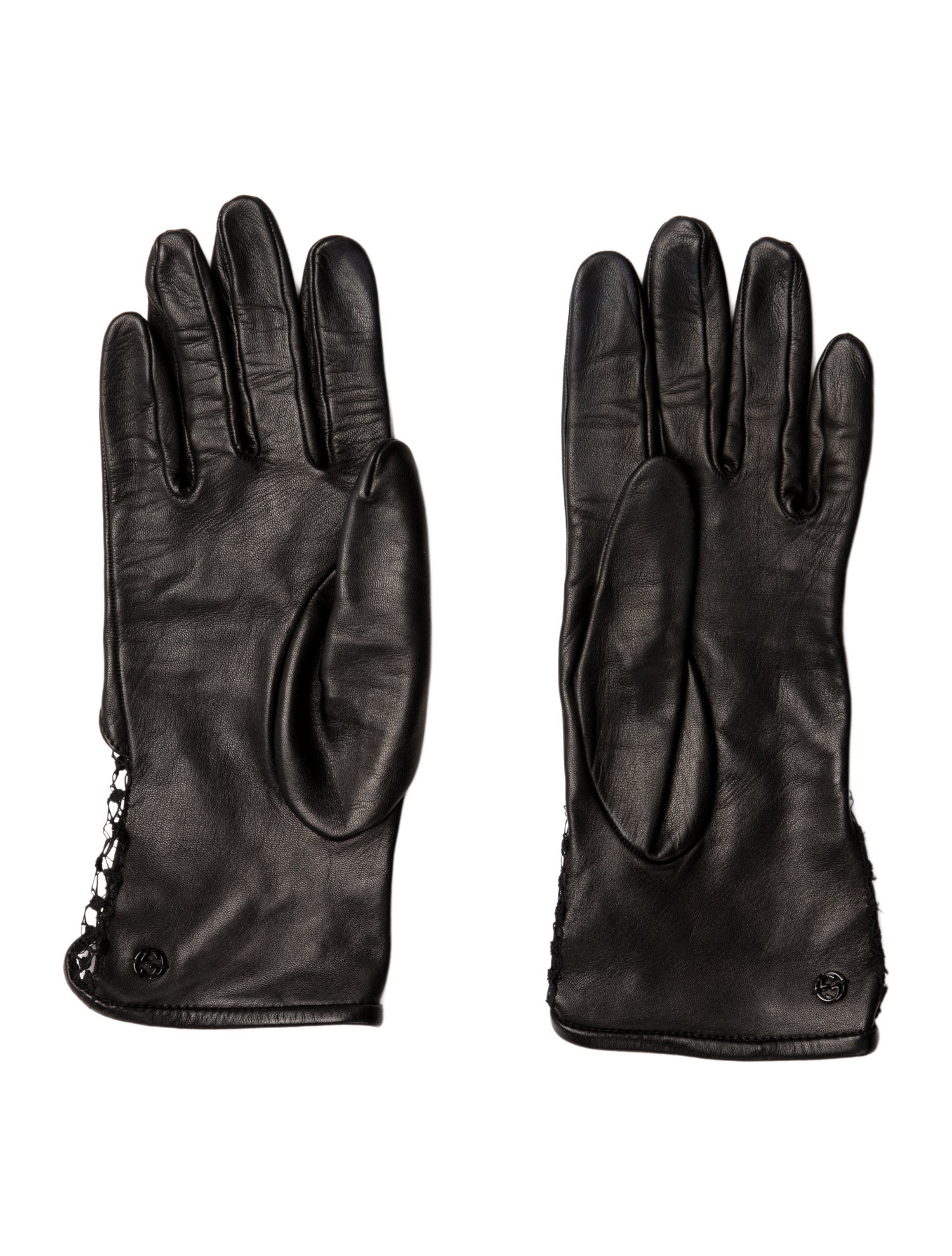 Gucci Mesh Accented Leather Gloves