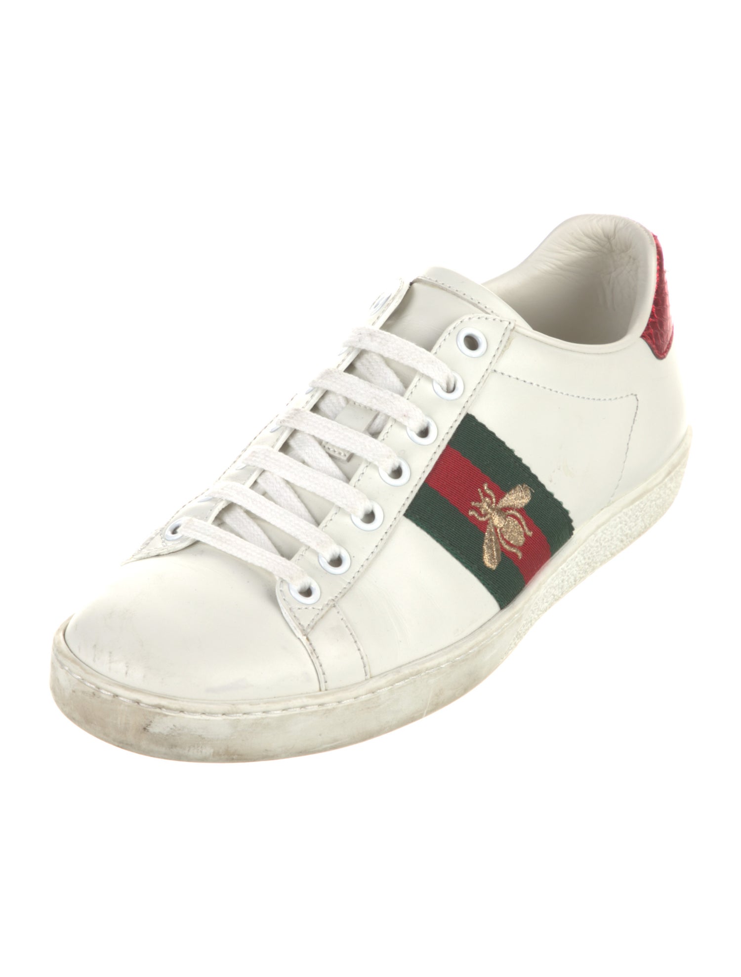 Gucci Web Accent Leather Sneakers