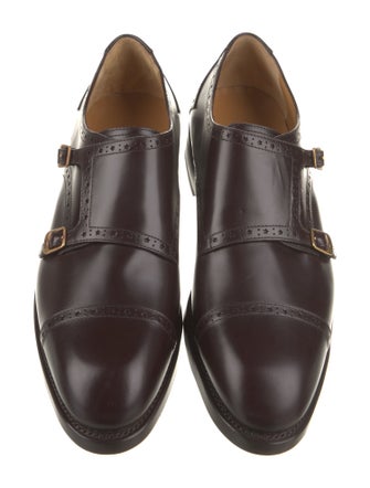 Gucci Interlocking G Logo Leather Monk Straps