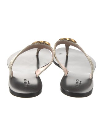 Gucci Double G Logo Leather Slides