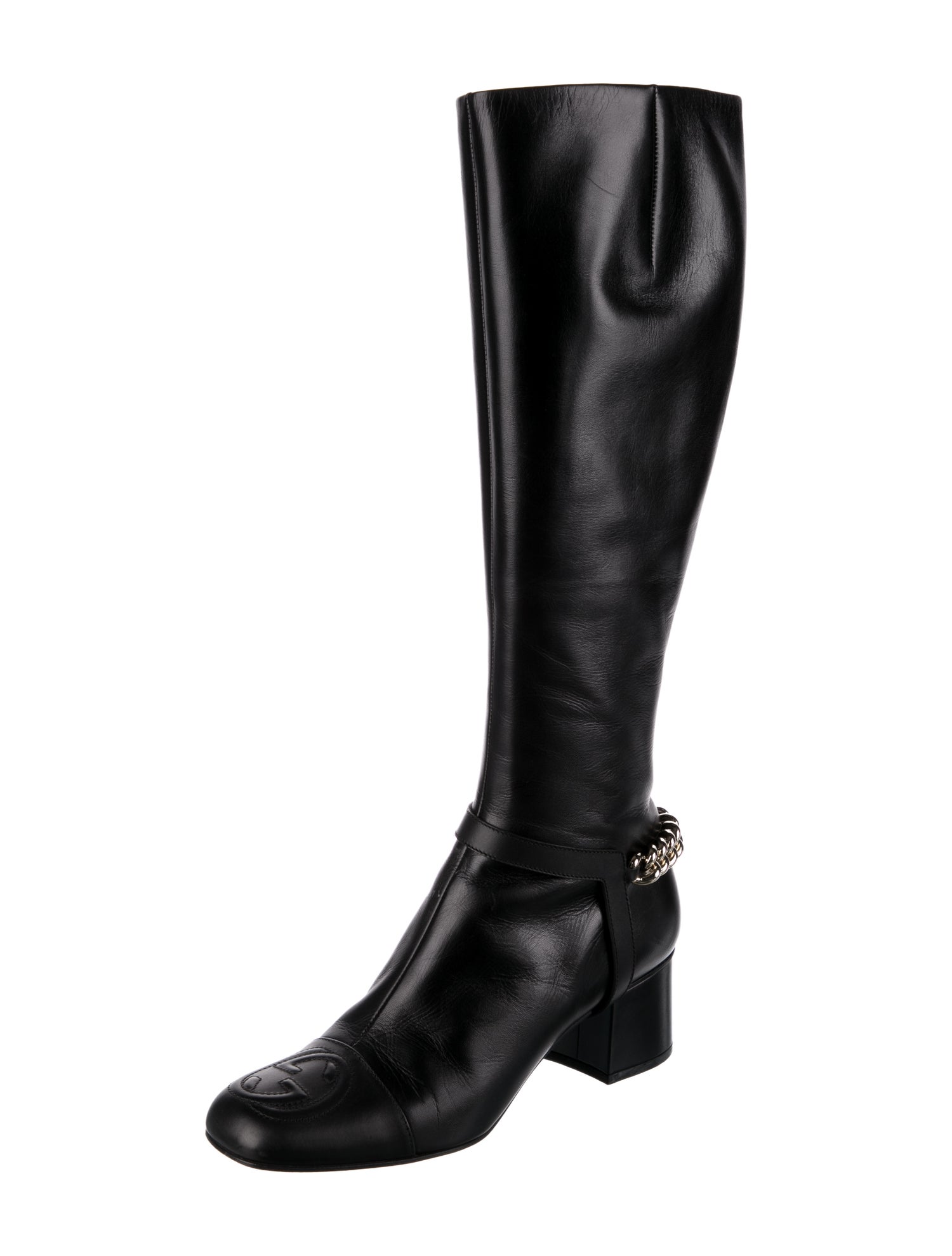 Gucci Interlocking G Logo Leather Riding Boots
