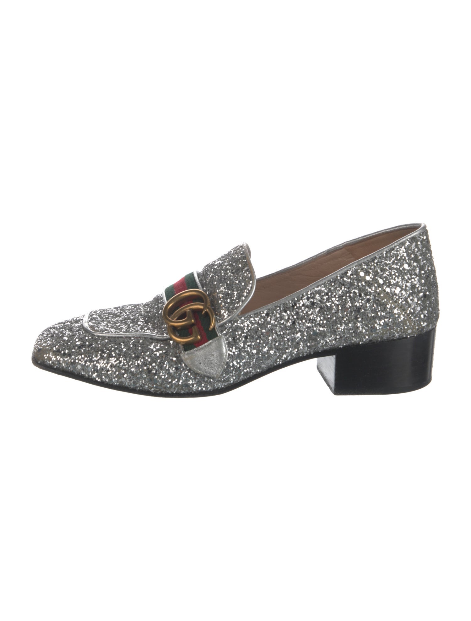 Gucci Web Accent Glitter Pumps