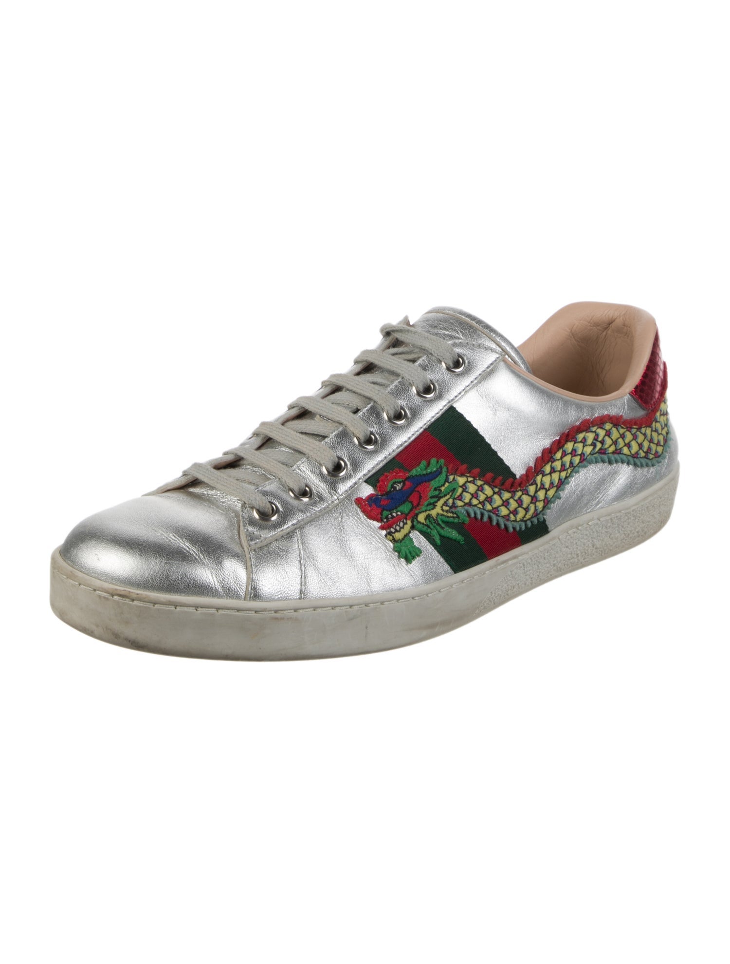 Gucci Web Accent Leather Sneakers
