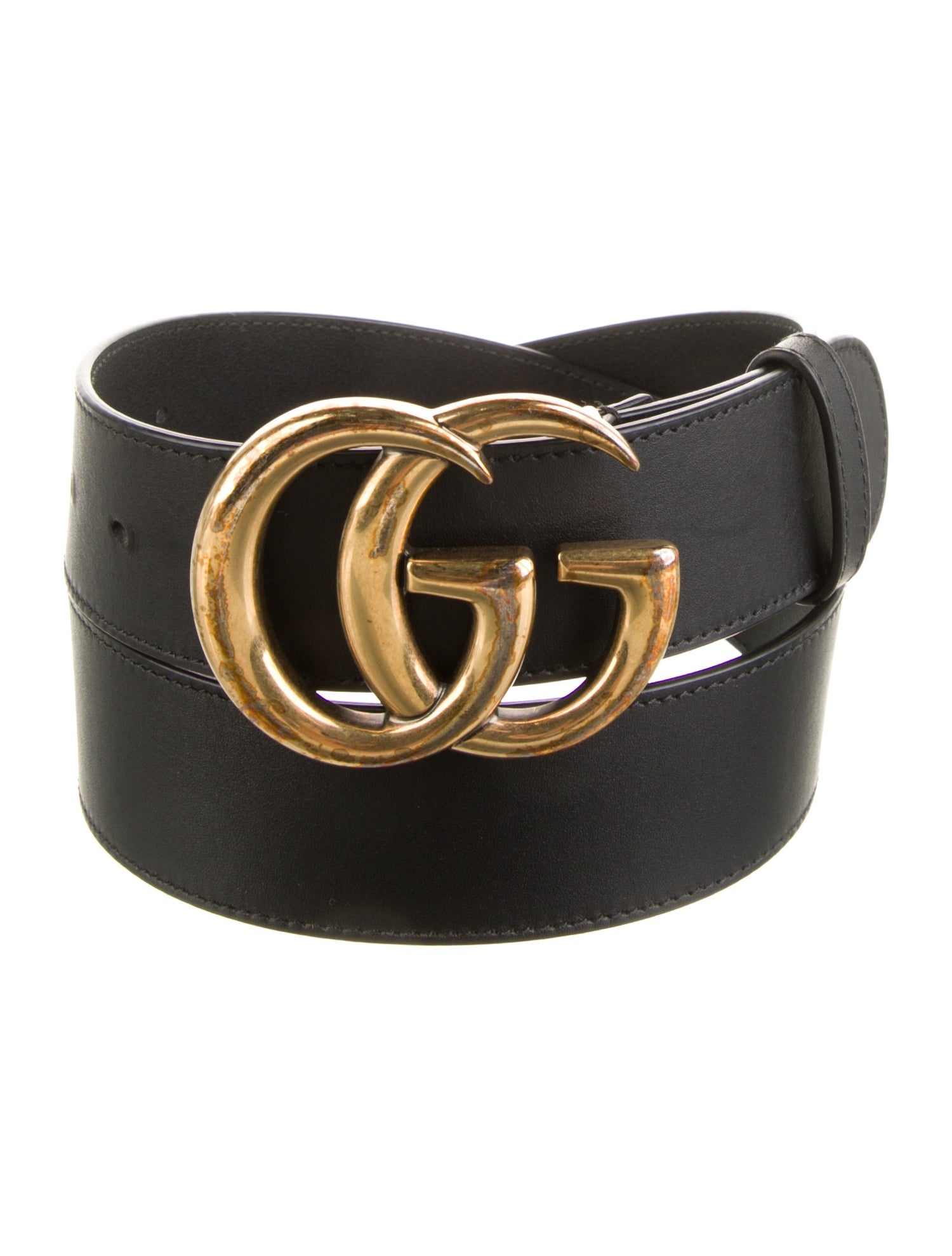Gucci Double G Logo Leather Belt