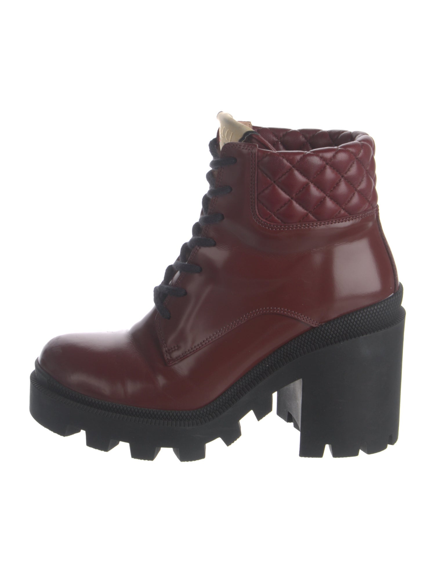 Gucci Leather Colorblock Pattern Combat Boots