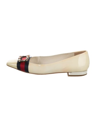 Gucci Sylvie Web Accent Patent Leather Ballet Flats