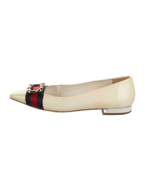 Gucci Sylvie Web Accent Patent Leather Ballet Flats