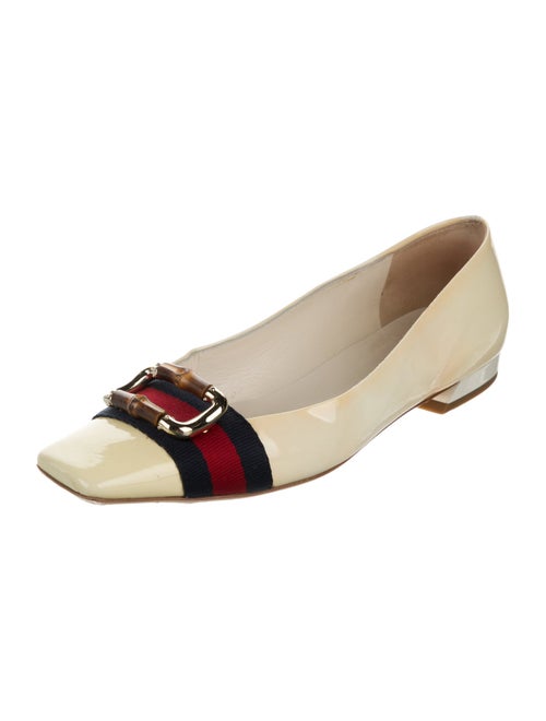 Gucci Sylvie Web Accent Patent Leather Ballet Flats
