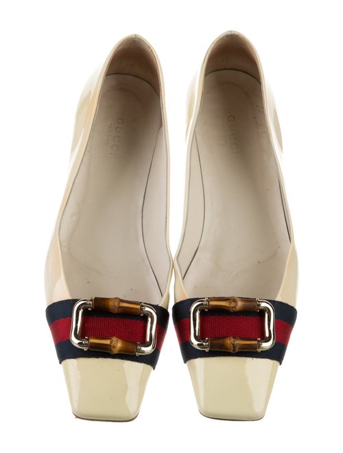 Gucci Sylvie Web Accent Patent Leather Ballet Flats