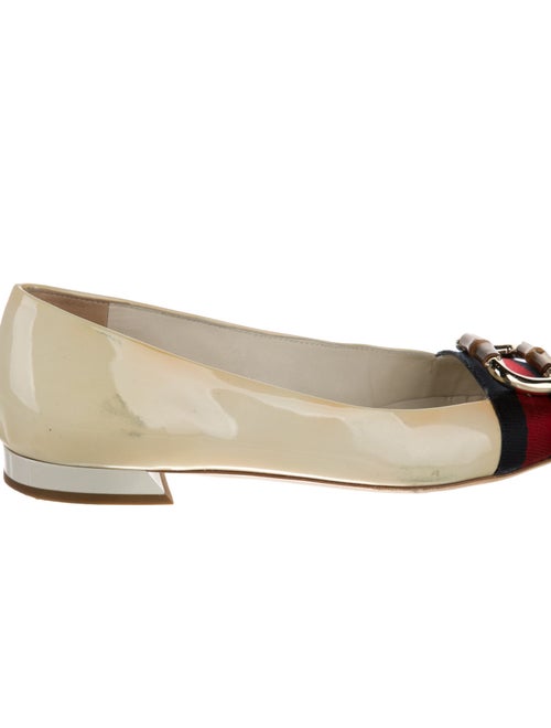 Gucci Sylvie Web Accent Patent Leather Ballet Flats