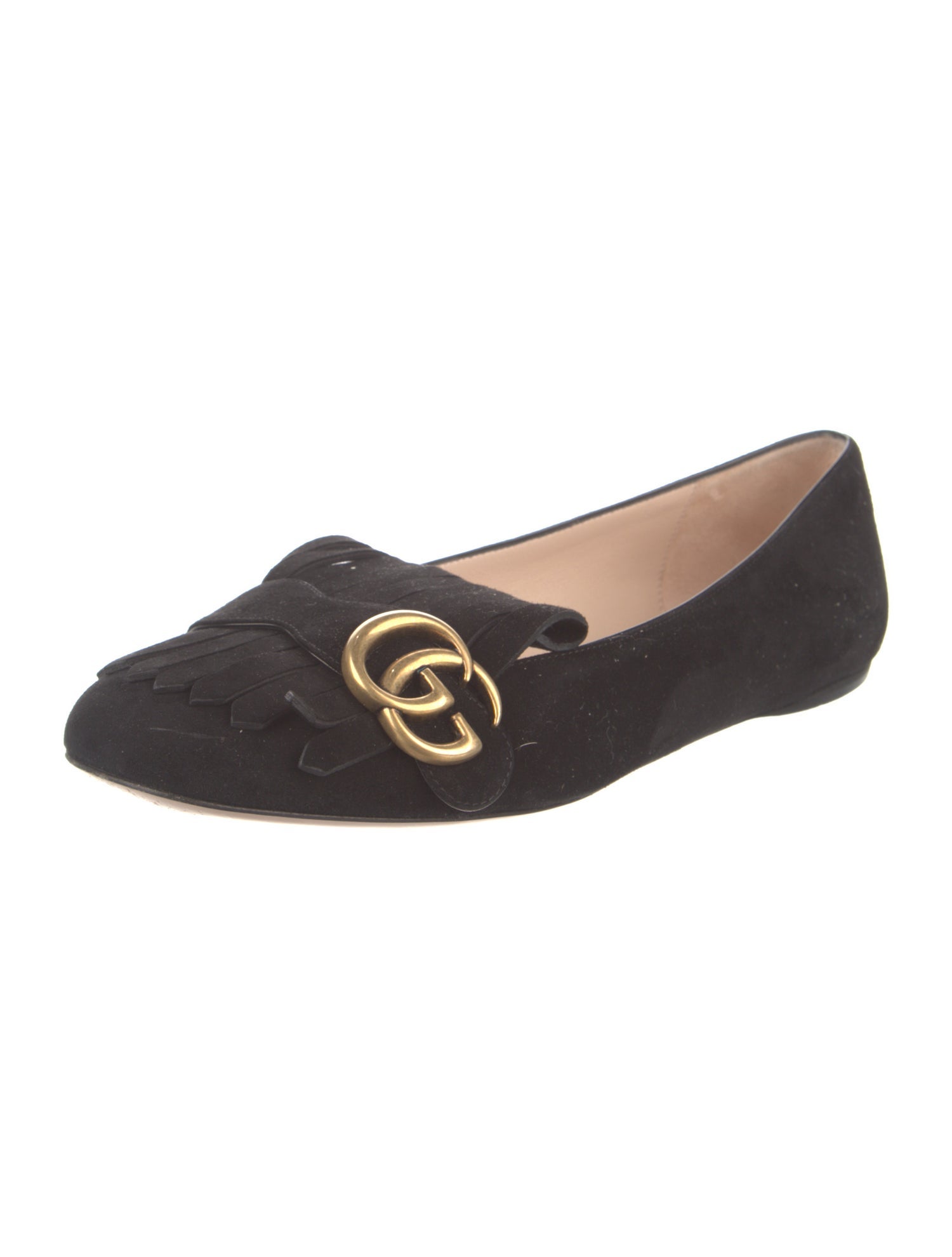 Gucci Double G Logo Suede Ballet Flats