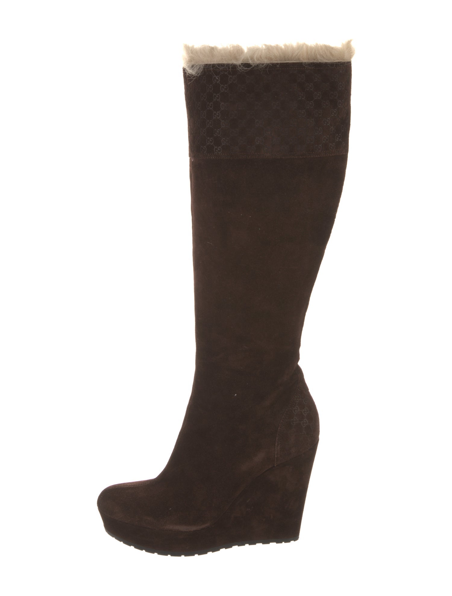 Gucci Microguccissima Pattern Suede Boots