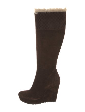 Gucci Microguccissima Pattern Suede Boots