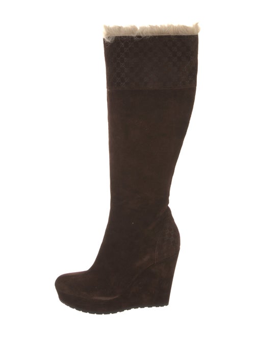 Gucci Microguccissima Pattern Suede Boots