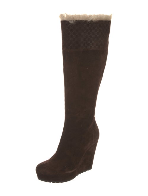 Gucci Microguccissima Pattern Suede Boots