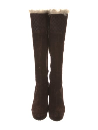 Gucci Microguccissima Pattern Suede Boots