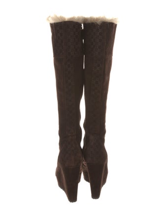 Gucci Microguccissima Pattern Suede Boots