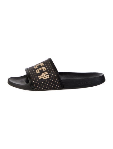 Gucci Sandals Leather Printed Slides 6.5