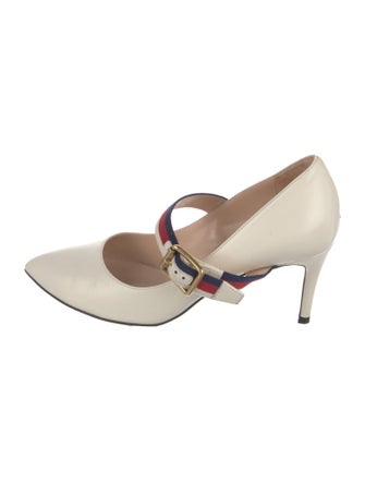 Gucci Sylvie Web Accent Leather D'Orsay Pumps