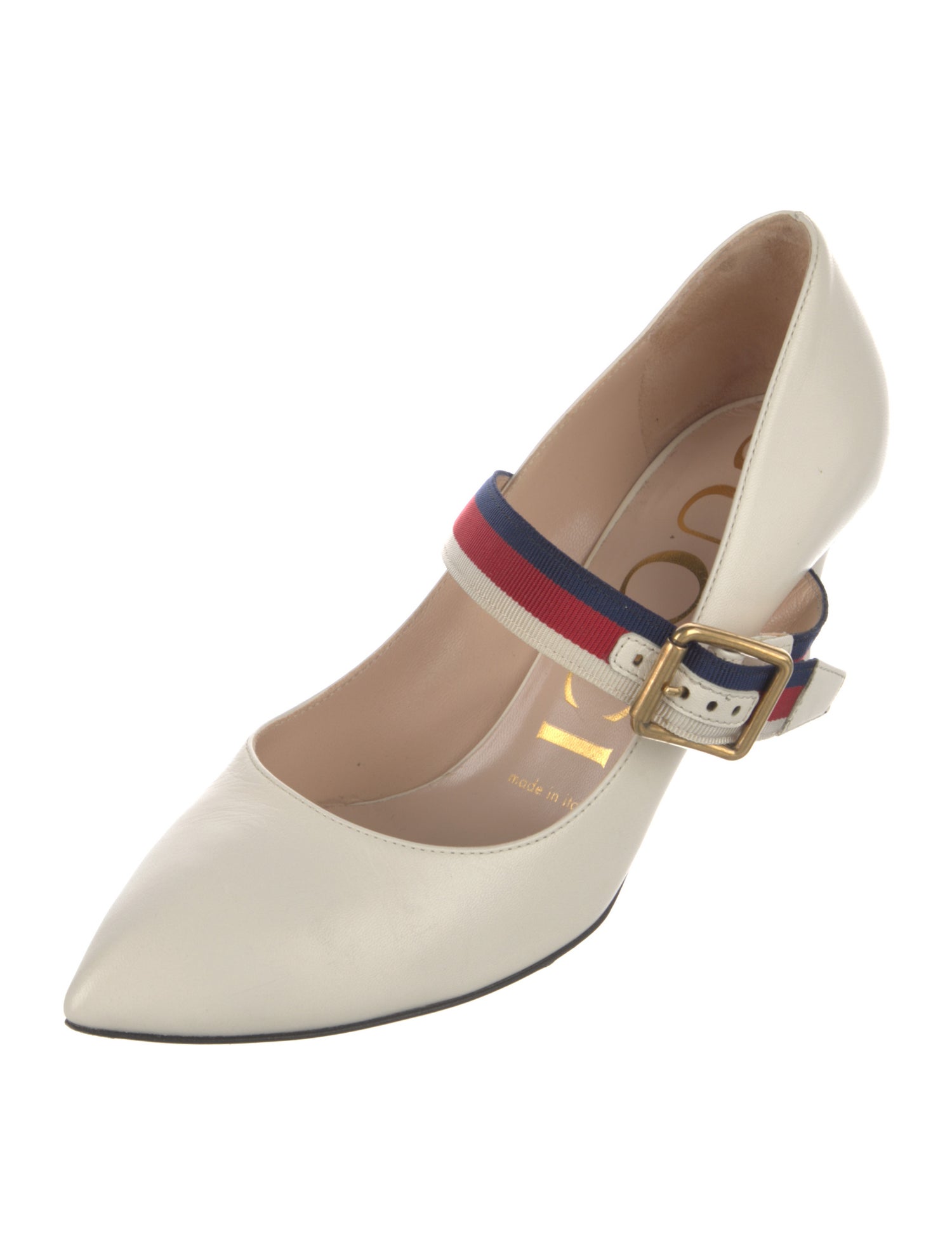 Gucci Sylvie Web Accent Leather D'Orsay Pumps
